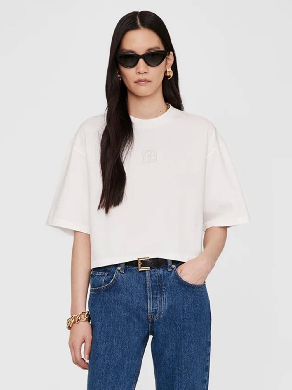Anine Bing New Myers Cropped Tee Size M